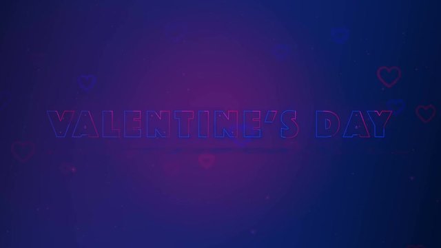 I Love You. Little hearts are on dark background with sparks. Conceptual backgroud. Appearing and disappearing lettering. Lettering is drifting away. Action. Animation. 3D. 4K.