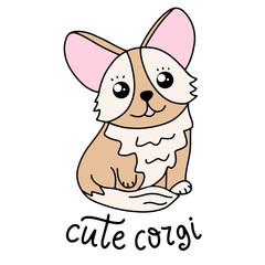 Obraz na płótnie Canvas Corgi dog breed lettering vector illustration in cartoon style.