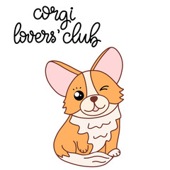 Corgi dog breed lettering vector illustration in cartoon style.