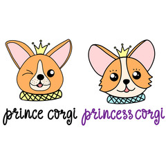 Obraz na płótnie Canvas Corgi dog breed lettering vector illustration in cartoon style.