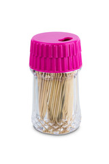 Toothpicks made from natural bamboo isolated on white background