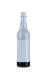 Clear plastic water bottle isolated on white background