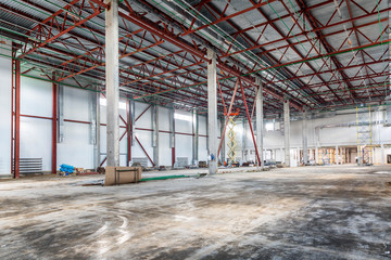 Unfinished warehouse building, interior
