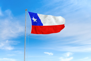Fototapeta na wymiar Chile flag over blue sky background