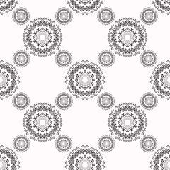 Seamless henna pattern mandala mehndi floral lace elements of buta decoration items on white background. Vector wedding decorative elements isolated.