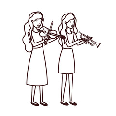 women with musical instruments character
