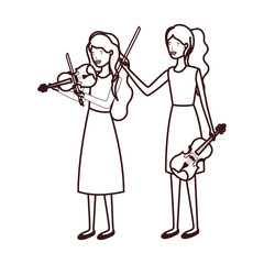 women with musical instruments character