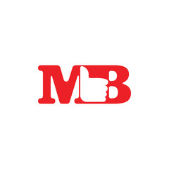 letter mb thumb up like symbol logo vector