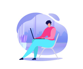 Distant Education in Internet Flat Vector Concept