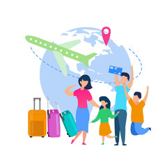 Family Summer Vacation Travel Flat Vector Concept