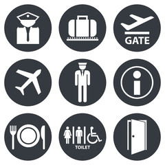 Standard set of airport signs and symbols