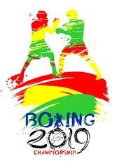 Vector illustration boxing, sport background in grunge style for banner, poster, invitation, booklet, flyer, postcard.	