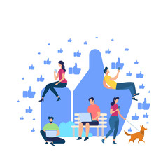 People Using Gadgets and Smartphones. Thumb Up.