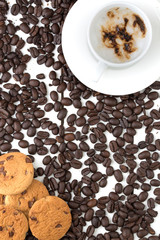 Coffee and cookies flat lay