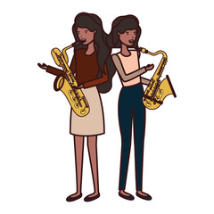 Naklejka premium women with musical instruments character