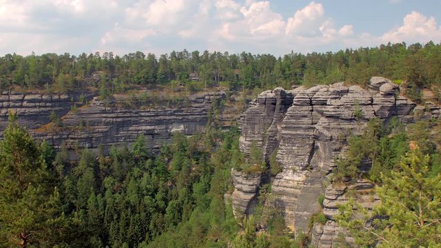basalt cliffs in national park reserve Bohemian Switzerland in Czech, top view