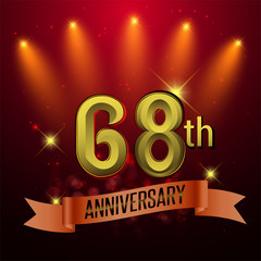 68th Anniversary, Party poster, banner and invitation - background glowing element. Vector Illustration