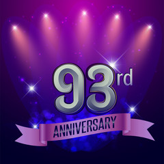 93rd Anniversary, Party poster, banner and invitation - background glowing element. Vector Illustration