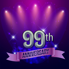 99th Anniversary, Party poster, banner and invitation - background glowing element. Vector Illustration