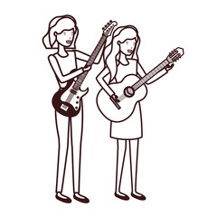 Fototapeta premium women with musical instruments character