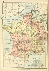 Fototapeta na wymiar Old map. Engraving image. Gallia