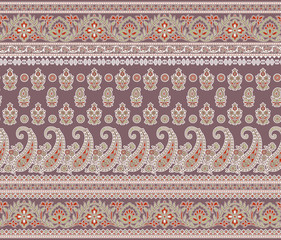 Seamless traditional indian textile paisley border