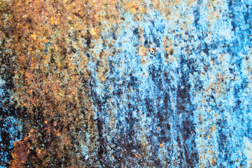 Rust background on blue steel plate for graphic design