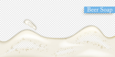 Realistic splash Beer foam 3d on transparent background.