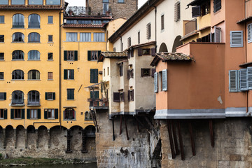Fototapeta na wymiar Ponte Vecchio famous landmark in Firenze, building side detail