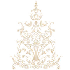 Golden vintage baroque ornament, corner. Retro pattern antique style acanthus.