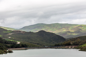 Fototapeta na wymiar Hills and lake