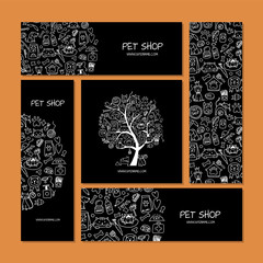 Corporate flat mock-up template. Pet shop design