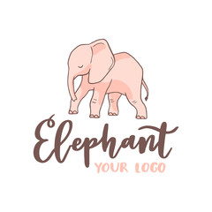 Cute baby elephant, design for your logo, isolated picture on white background, vector illustration  