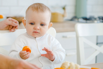 baby eats vegetables