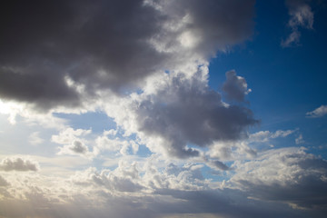 clouds against the blue sky. Concept: weather deteriorates