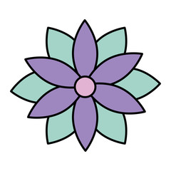 beautiful flower with leafs decorative icon