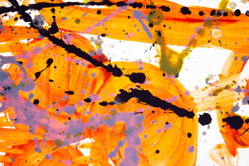 Hand drawn watercolor painting. Abstract art background. Color texture. Fragment of a work of art....