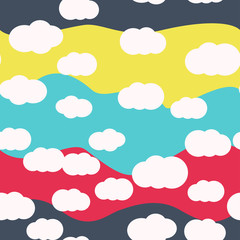 Clouds bright colors seamless pattern vector