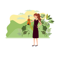 woman with violin in landscape avatar character