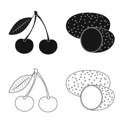 Isolated object of vegetable and fruit sign. Collection of vegetable and vegetarian stock symbol for web.