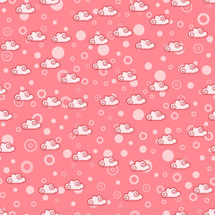 Cloud seamless pattern on white background. Paper print design. Abstract retro vector illustration. Trendy textile, fabric, wrapping. Modern space decoration.