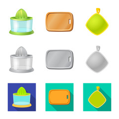 Vector design of kitchen and cook logo. Set of kitchen and appliance stock symbol for web.