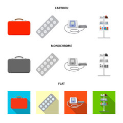 Vector design of pharmacy and hospital symbol. Set of pharmacy and business vector icon for stock.