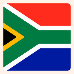 South Africa square flag button, social media communication sign, business icon.