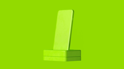 Lime Green Mobile Phone and Charger 3d illustration 3d rendering