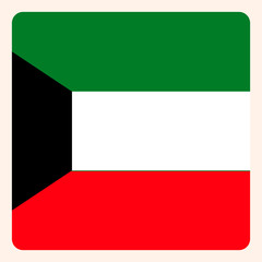 Kuwait square flag button, social media communication sign, business icon.