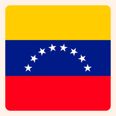 Venezuela square flag button, social media communication sign, business icon.