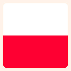 Poland square flag button, social media communication sign, business icon.