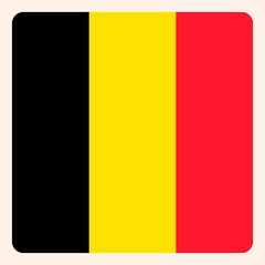 Belgium square flag button, social media communication sign, business icon.