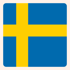 Sweden square flag button, social media communication sign, business icon.
